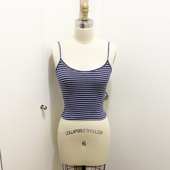 Le Chateau Striped Spaghetti Strap Tank Top Blue White XS - Picture 1 of 8